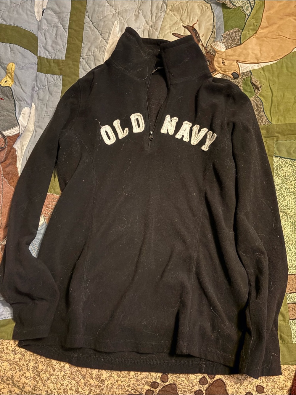 Old Navy Black Women's Half-Zip Pullover with White Lettering